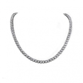 18k White Gold Round Brilliant Cut Diamond Line Necklace 15.45ct